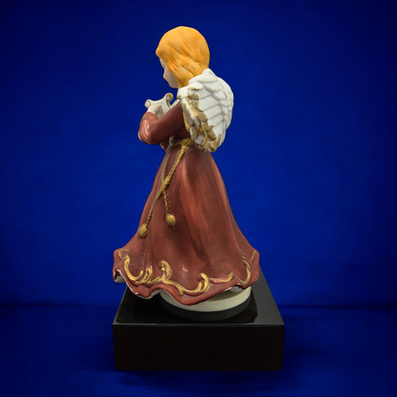 Hand-Painted Tearful Bisque Porcelain Angel with Harp Vintage Rotating Music Box - Picture 8 of 13